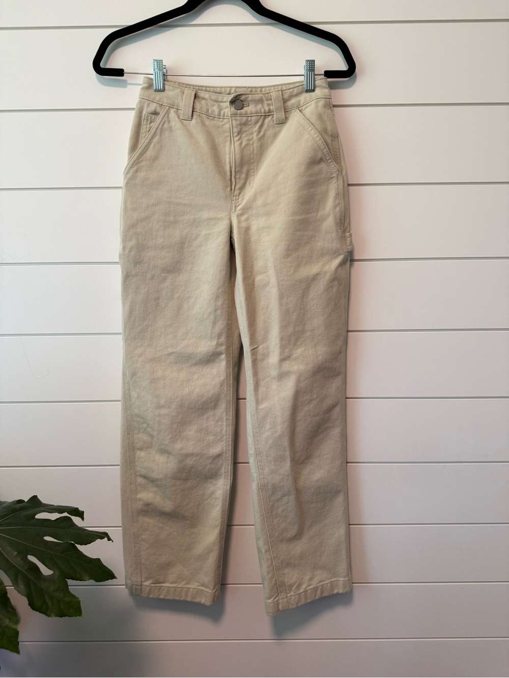 TNA Beige Canvas Straight Leg Work Pants Jeans 00
